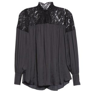 SMYTHE Lace Tie Neck Blouse In Black XS